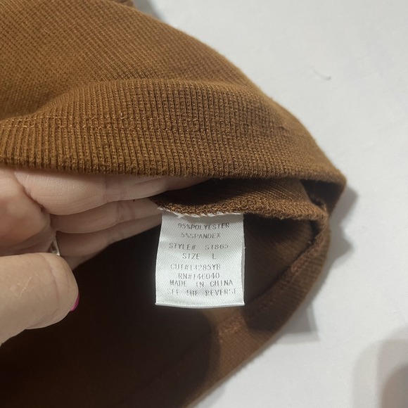 Blanc de Blanc Tank Sweater Womens L Brown Stretch Cropped Split Neck Pullover - Picture 5 of 7